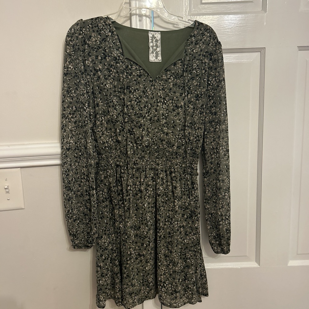 Green print Swagger dress